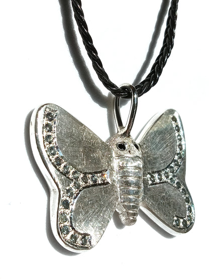 Sterling Silver Butterfly and Blue Zirconia Necklace