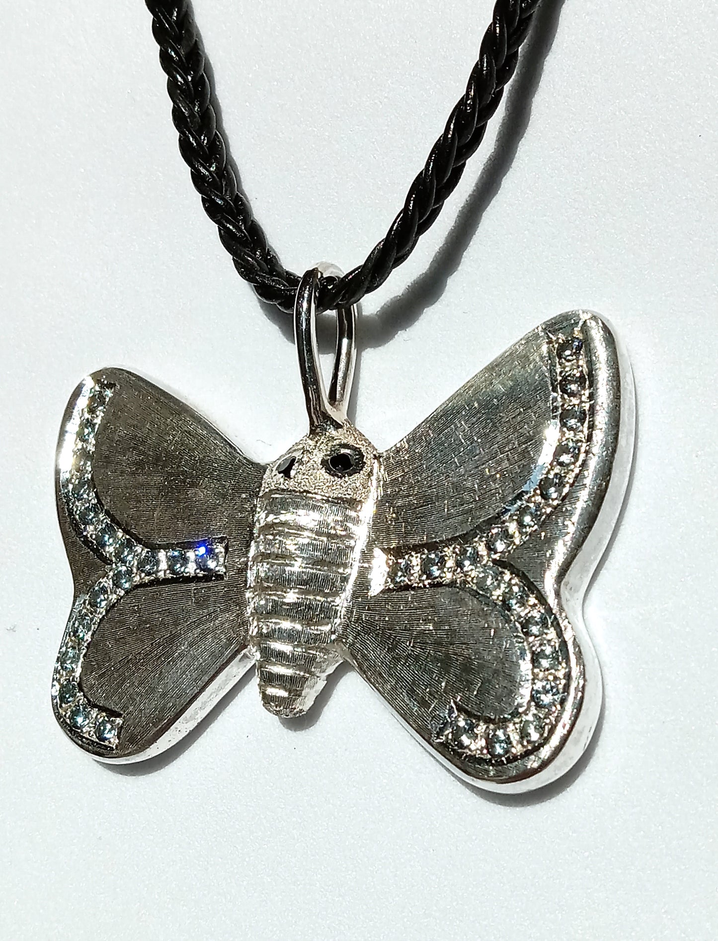 Sterling Silver Butterfly and Blue Zirconia Necklace