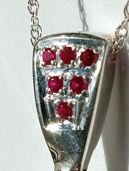 Sterling Silver Peridot and Lab Ruby Pendant