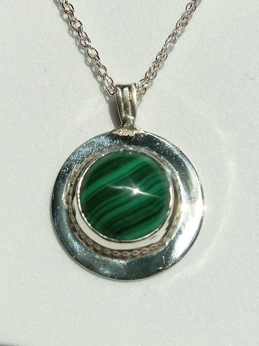 Sterling Silver and Malachite Necklace