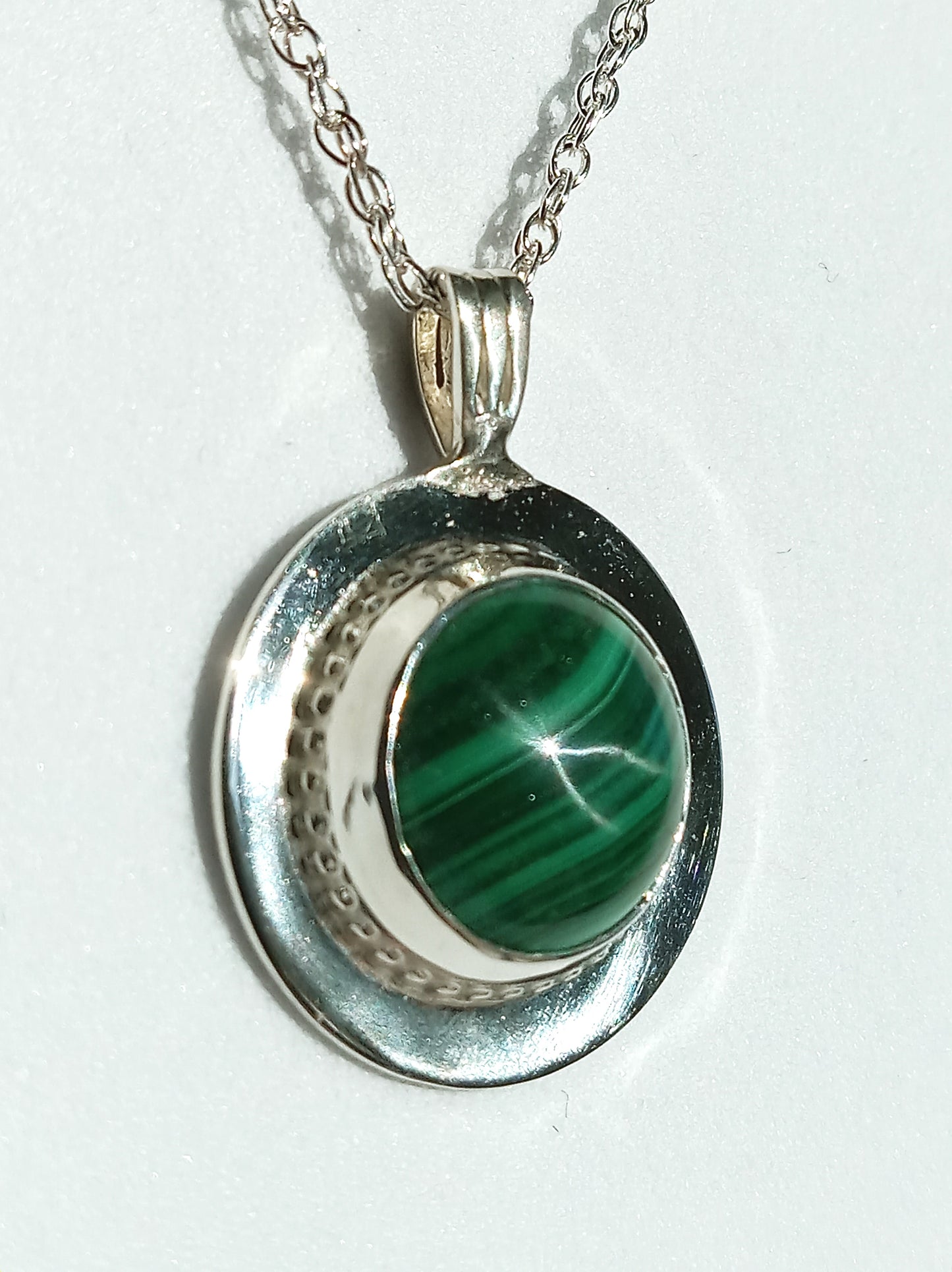 Sterling Silver and Malachite Necklace