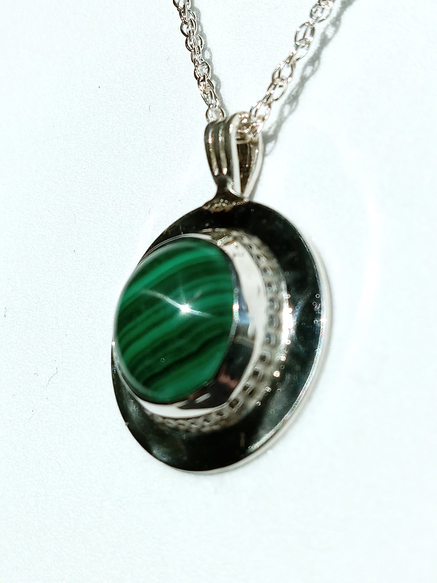 Sterling Silver and Malachite Necklace