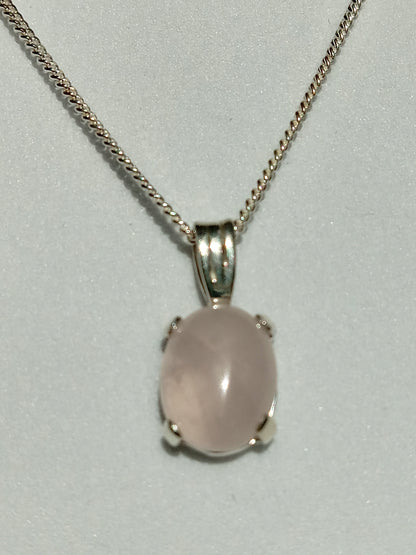 Sterling Silver and Rose Oval Necklace