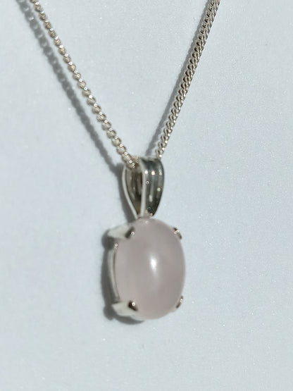 Sterling Silver and Rose Oval Necklace