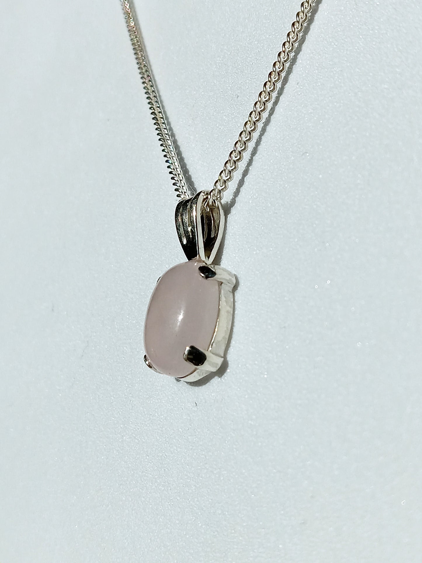 Sterling Silver and Rose Oval Necklace