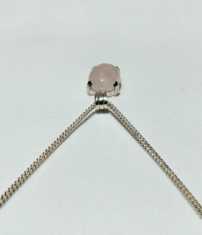 Sterling Silver and Rose Oval Necklace