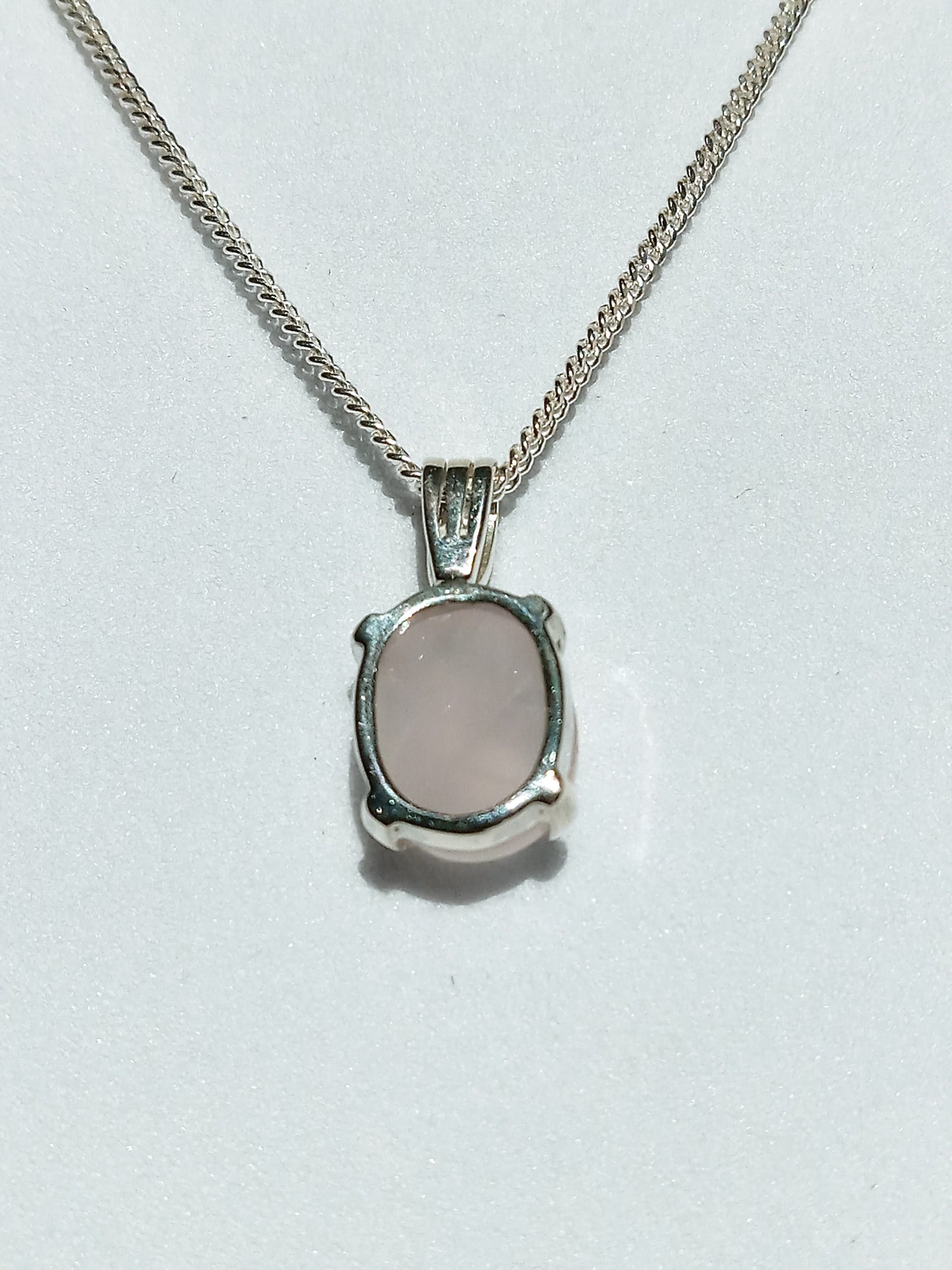 Sterling Silver and Rose Oval Necklace