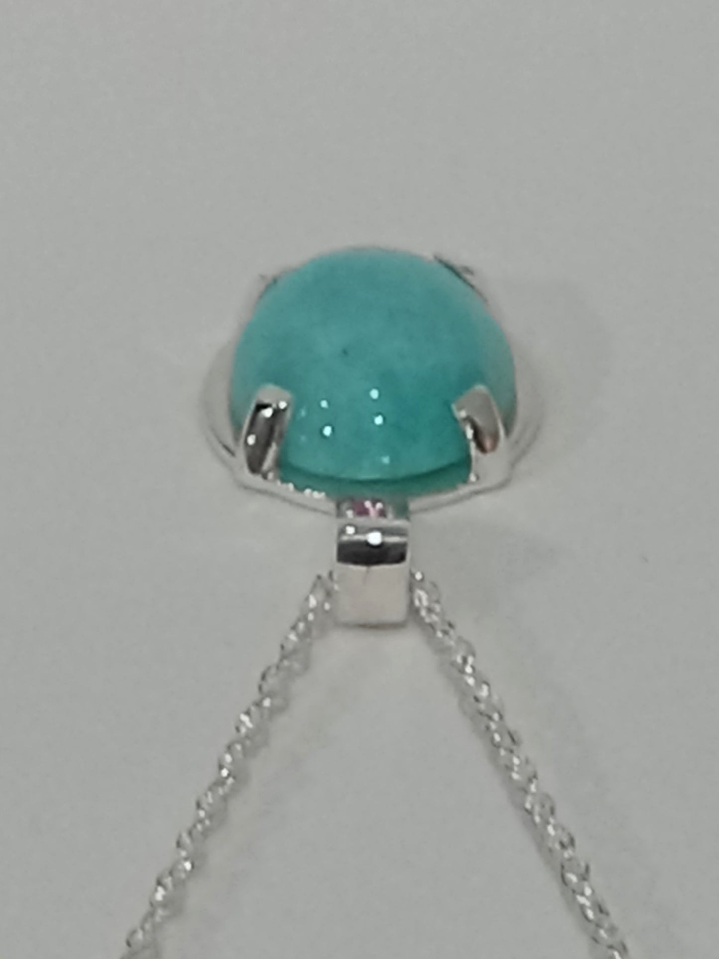 Sterline Silver Amazonite and Pink Tourmaline Pendant