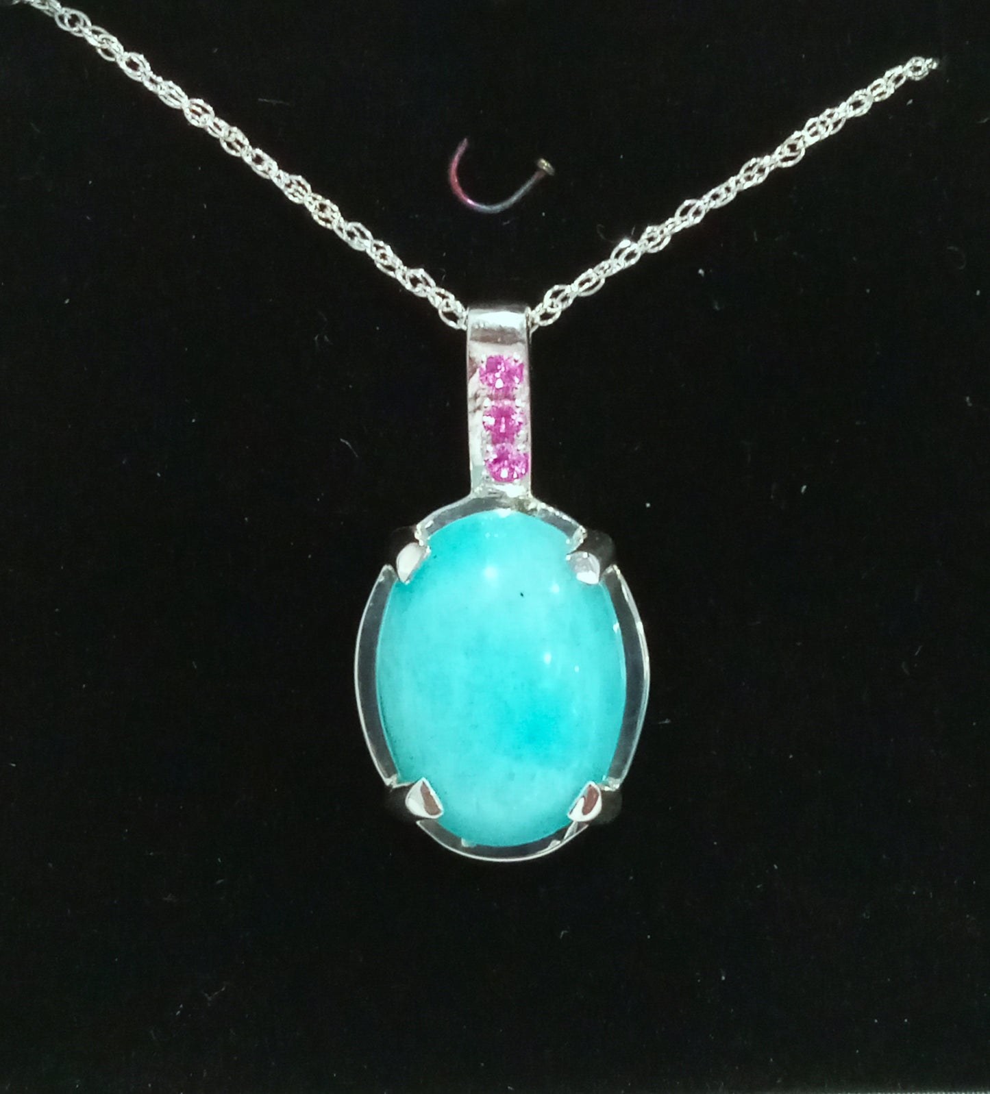 Sterline Silver Amazonite and Pink Tourmaline Pendant