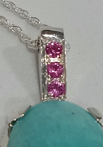 Sterline Silver Amazonite and Pink Tourmaline Pendant