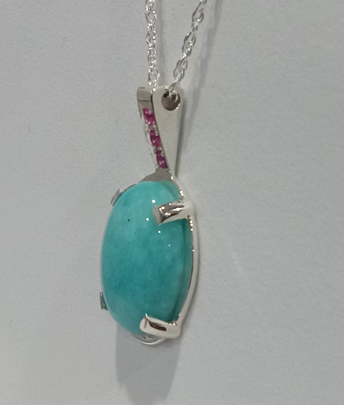 Sterline Silver Amazonite and Pink Tourmaline Pendant