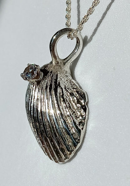 Sterling Silver Sea Shell and Cubic Zirconia Necklace