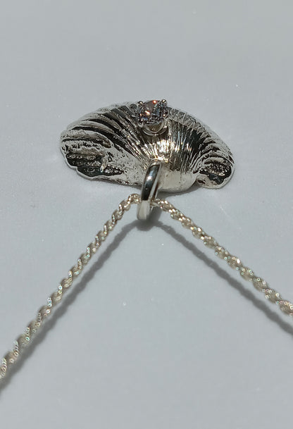 Sterling Silver Sea Shell and Cubic Zirconia Necklace