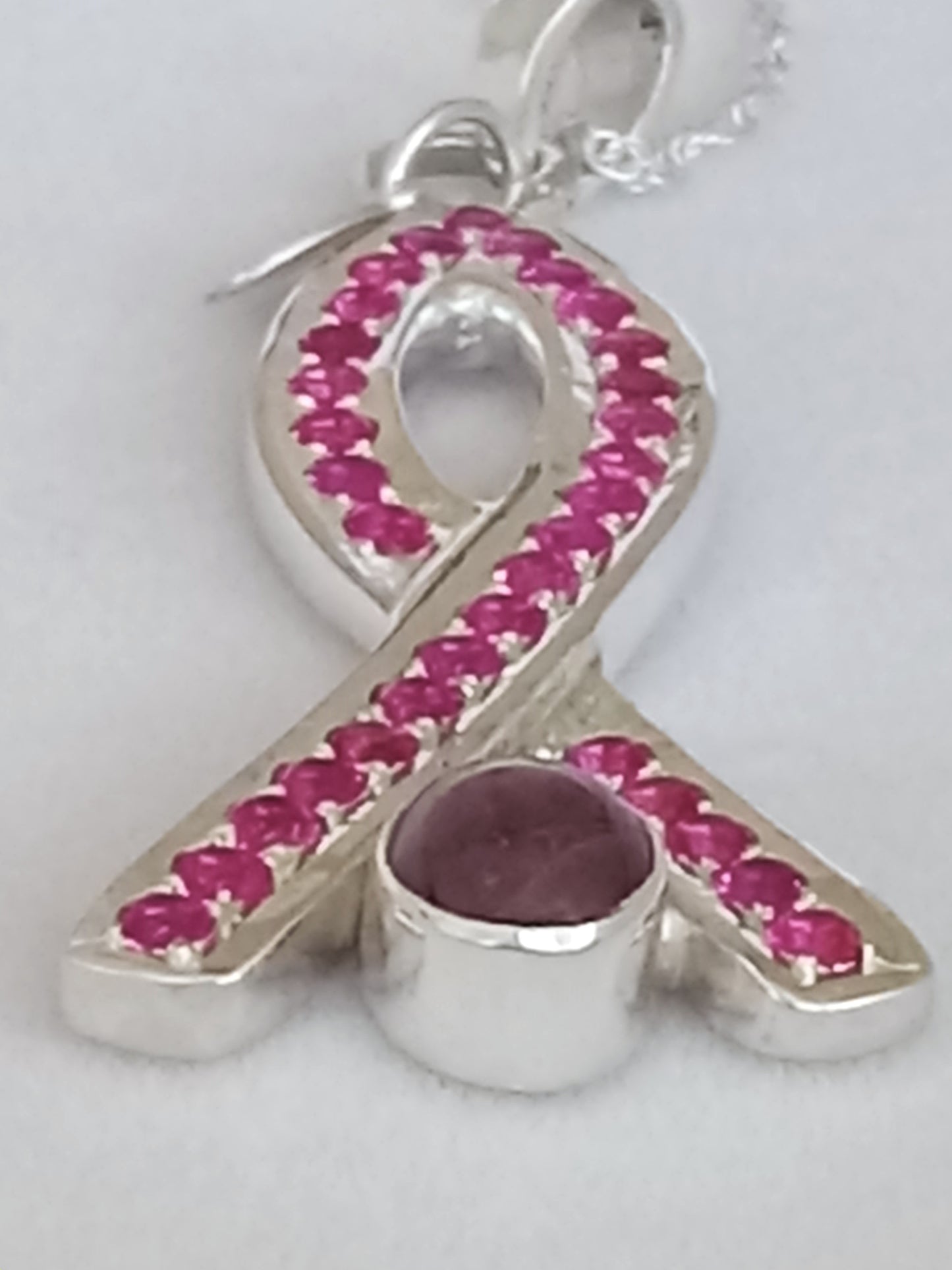 Sterling Silver Sand Casted Ruby Pendant