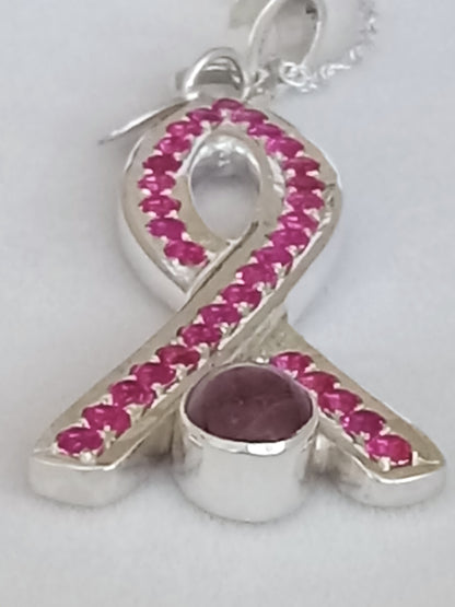 Sterling Silver Sand Casted Ruby Pendant
