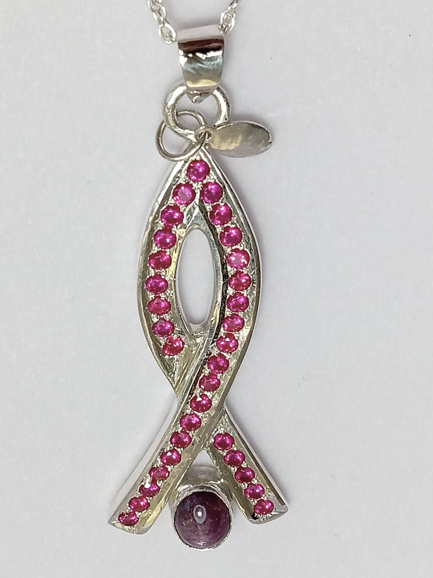 Sterling Silver Sand Casted Ruby Pendant