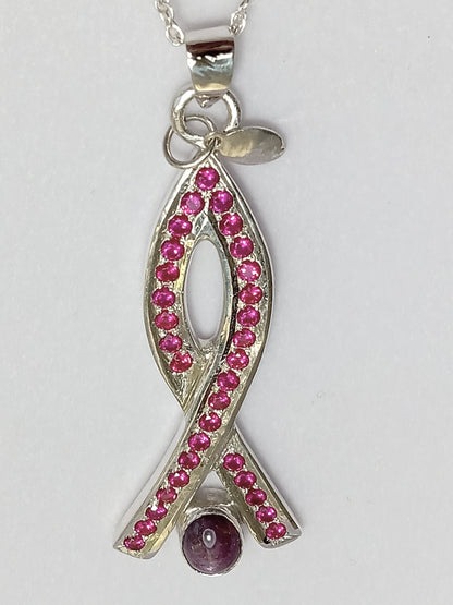 Sterling Silver Sand Casted Ruby Pendant
