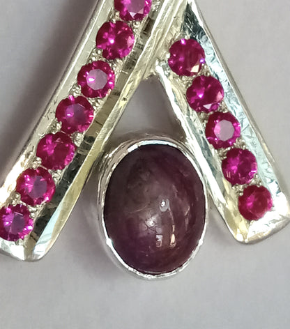 Sterling Silver Sand Casted Ruby Pendant
