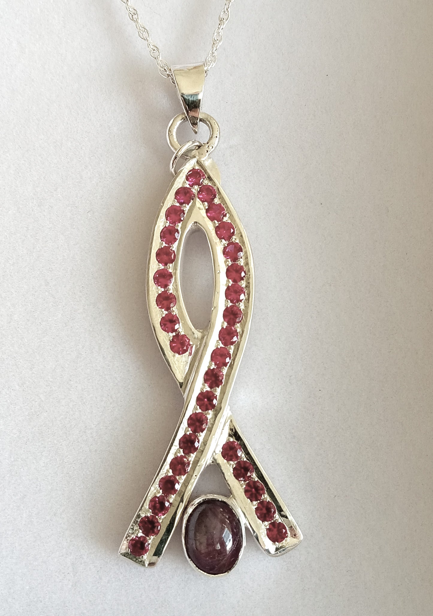 Sterling Silver Sand Casted Ruby Pendant