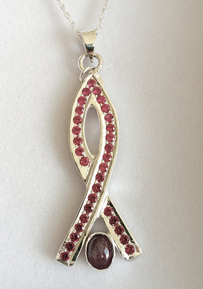 Sterling Silver Sand Casted Ruby Pendant