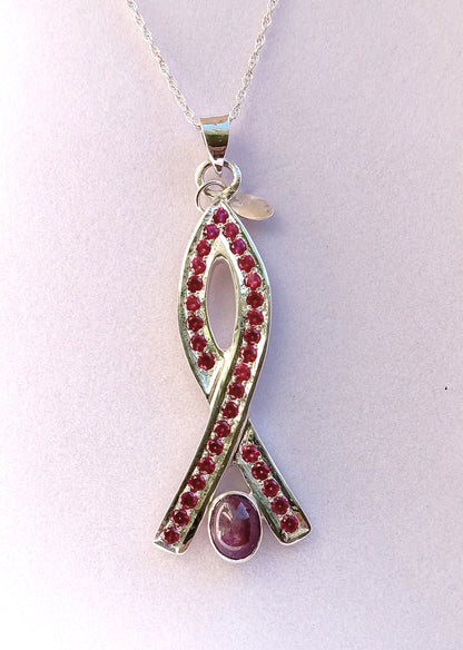 Sterling Silver Sand Casted Ruby Pendant