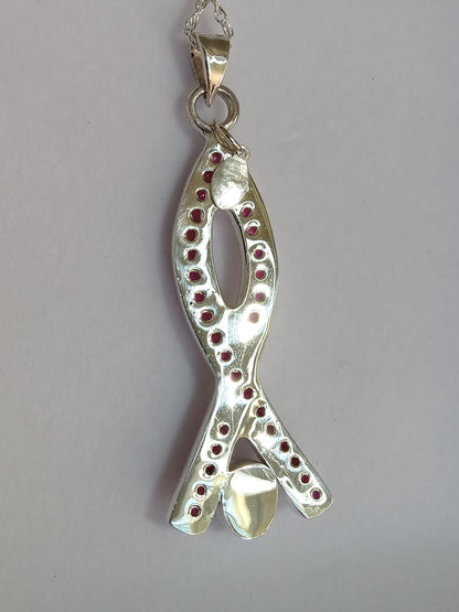 Sterling Silver Sand Casted Ruby Pendant