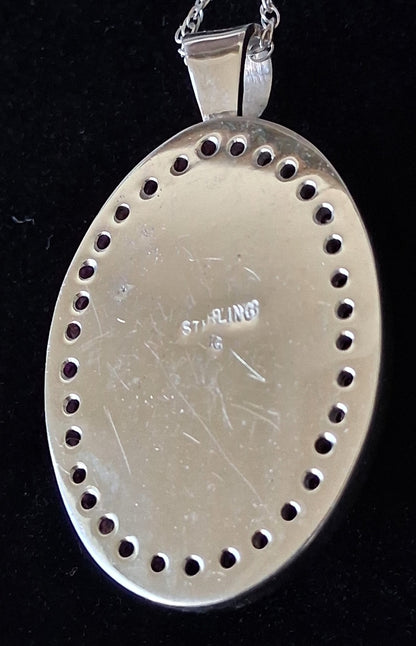 Sterling Silver Moonstone and Ruby Pendant