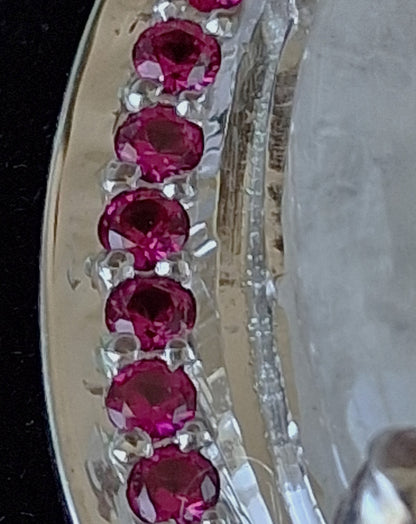 Sterling Silver Moonstone and Ruby Pendant