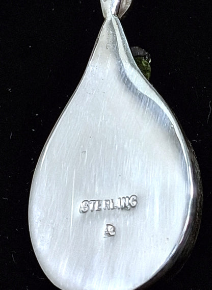 Sterline Silver Moonstone and Peridot Pendant and Earring Set